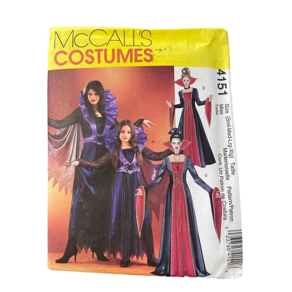 McCalls 4151 Vampire Costume Sewing Pattern Size Small-XL Halloween Retro UNCUT